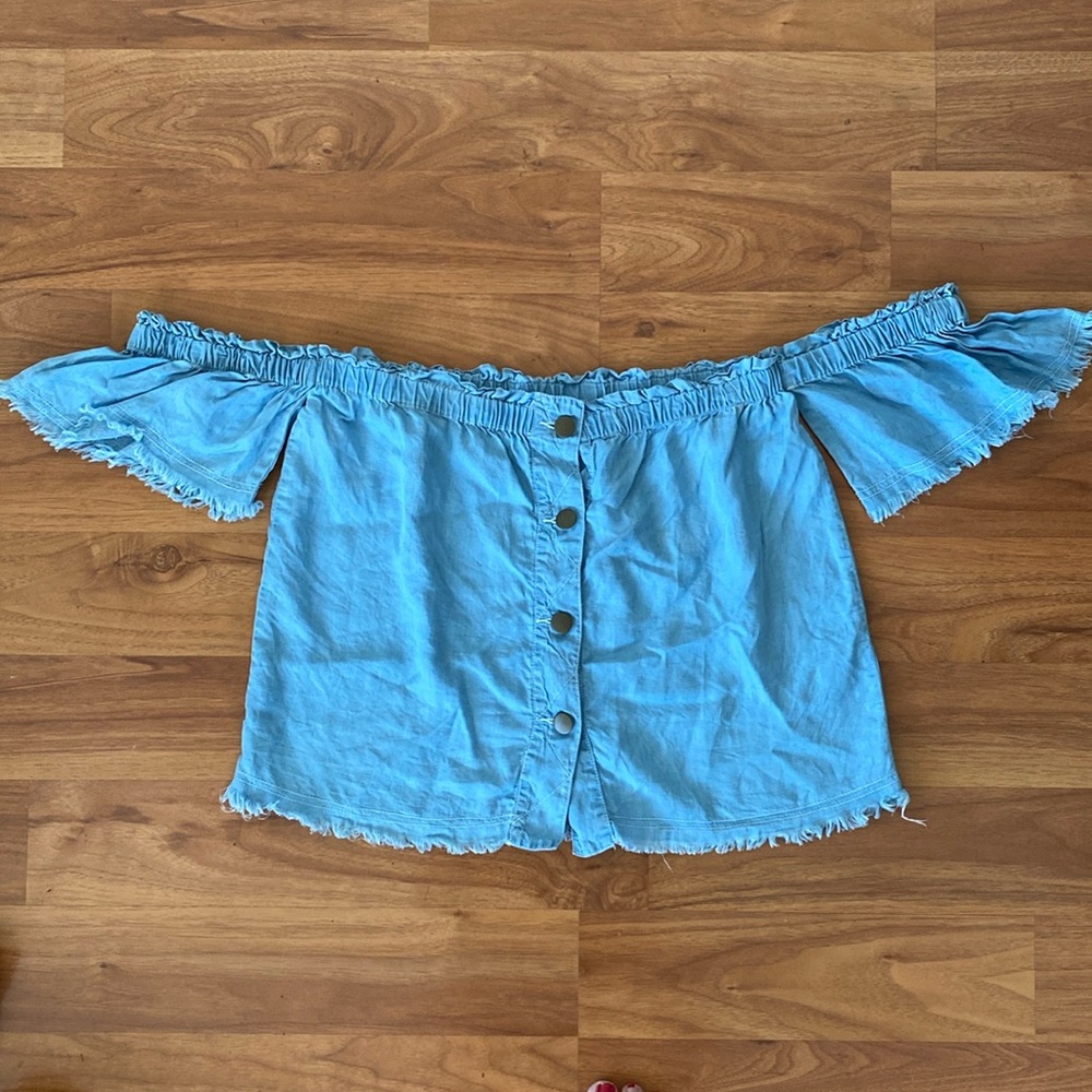 ❤️ Denim Off-the-Shoulder Top Size XS